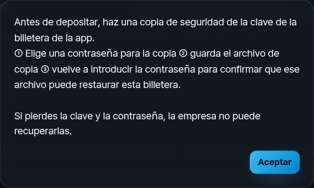 Ventana de copia: elige contraseña, guarda el archivo, escribe la contraseña otra vez